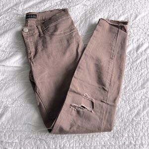 Tan/blush/purple skinny jean